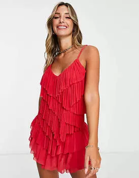 Красный топ-комбинация с рюшами ASOS DESIGN