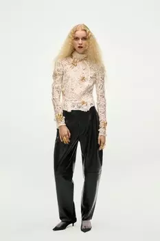 Красный топ ZARA, экрю