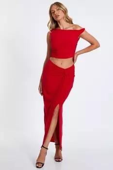 Красный укороченный топ Twist QUIZ Clothing