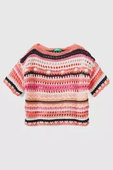 Красный вязаный топ крючком Benetton, красный