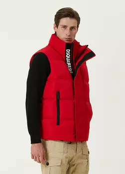 Красный жилет с логотипом Dsquared2