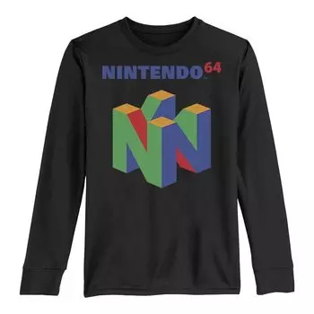 Красочная футболка с длинными рукавами и графическим рисунком Nintendo 64 для мальчиков 8–20 лет Licensed Character
