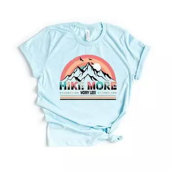 Красочная футболка с короткими рукавами и рисунком Hike More Worry Less Simply Sage Market, цвет Ice Blue