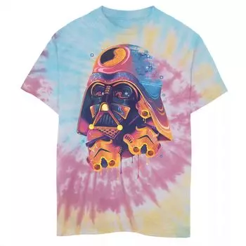 Красочная растопленная футболка с рисунком тай-дай и коллажем Вейдера для мальчиков 8–20 лет Star Wars
