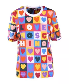 Красочная женская футболка Love Moschino, мультиколор