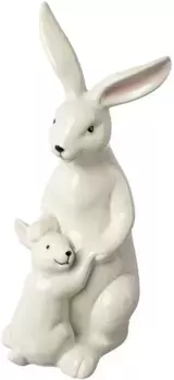 Креатив домашний пасхальный кролик "Пасхальное украшение с радостной мордашкой", кролик из керамики, высота 29 см Creativ home 15х29х12 см, белый
