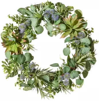 Креатив зеленый искусственный венок "эвкалиптово-сочная смесь" Creativ green /50х8 см, зеленый