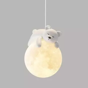 Креативная люстра Nordic Moon для детской комнаты, трехцветная светодиодная лампа с затемнением, прикроватная люстра для спальни, подсветка шкафа для телевизора в гостиной (Медведь) yozhiqu