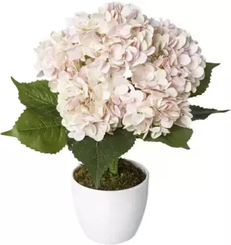 Креативное зеленое искусственное растение "гортензия" в керамическом горшке Creativ green 50 см, розовый