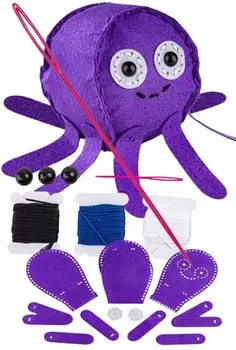 Креативный набор для шитья для девочек, игрушка-осьминог 5, 6, 7, 8 лет PakaNiemowlaka