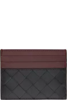 Кредитница Intrecciato черного и коричневого цветов Bottega Veneta