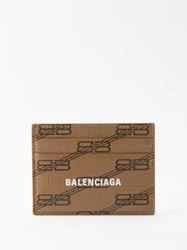 Кредитница из кожи Balenciaga, коричневый