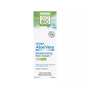 Крем 24ч с чистым соком алоэ для сухой кожи, 50 мл So'Bio Etic Aloe vera