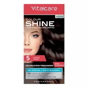 Крем Color Shine с кератином без аммиака, оттенок 5 Light Brown, Vitalcare