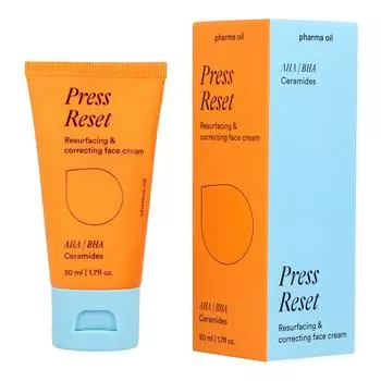 Крем для лица с AHA BHA кислотами и керамидами press reset aha bha & ceramides face cream Pharma Oil, 50 мл