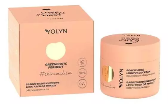 Крем для лица с легким персиковым оттенком, 50 мл Yolyn, Greenbiotic Ferment