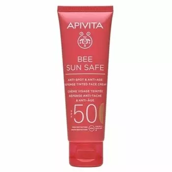 Крем для лица с тонирующим эффектом Bee Sun Safe Anti-Spot & Anti-Age Defense SPF50 50 мл Apivita