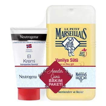Крем для рук Neutrogena, 75 мл + Гель для ванны и душа Le Petit Marseillais ванильный, 250 мл