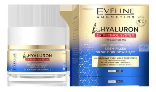 КРЕМ-ФИЛЛЕР 60+ сильно восстанавливающий 50мл Eveline Cosmetics BioHyaluron 3x Retinol System