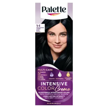 Крем-краска для волос 1-1 (c1) темно-черная, 1 упаковка. Palette Intensive color creme, цвет 1-1 granatowa czer