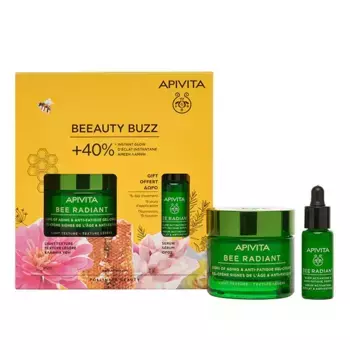 Крем «Признаки старения» + сияющая сыворотка «Подарочная пчела» Beeauty Buzz Apivita, 1 UD