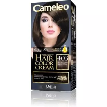 Крем-стойкая краска для волос Cameleo Коричневый мокко Интенсивный цвет и защита 5 масел + кислоты Омега плюс Профессиональная роскошная краска для волос Полный набор 4.03 Delia Cosmetics