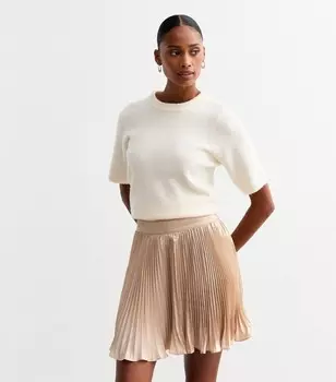 Кремовая атласная мини-юбка со складками New Look, кремовый