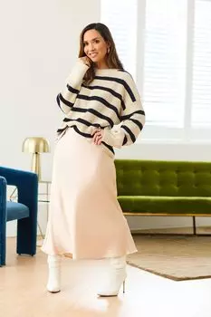 Кремовая атласная юбка Myleene Klass, бежевый