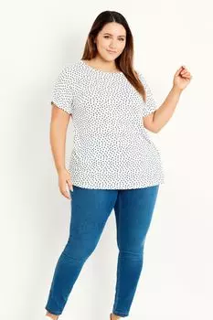 Кремовая блузка с сердечками и рукавом со складкой Evans, бежевый