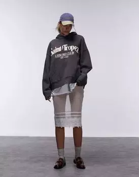 Кремовая длинная юбка из прозрачного кружева Topshop в стиле 90-х