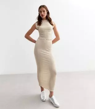 Кремовая фактурная юбка-миди New Look, кремовый