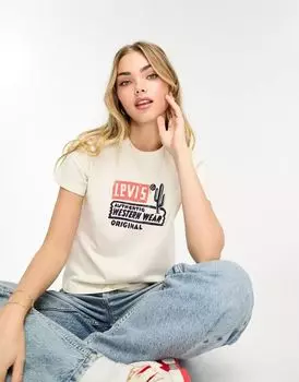 Кремовая футболка Levi's с логотипом кактуса