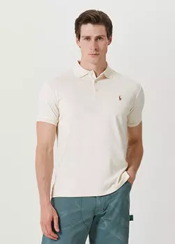 Кремовая футболка с воротником-поло Polo Ralph Lauren