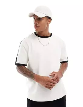 Кремовая футболка свободного кроя со вставками на плечах ASOS DESIGN