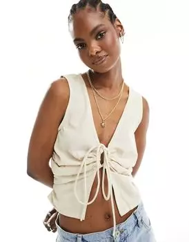 Кремовая хлопковая майка COLLUSION с завязками