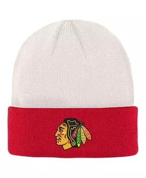 Кремовая, красная вязаная шапка с логотипом Chicago Blackhawks для мальчиков и девочек Big Boys and Girls Outerstuff, слоновая кость/кремовый