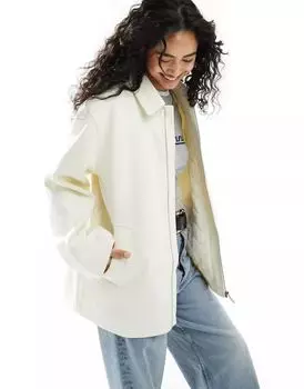 Кремовая куртка Харрингтон на стеганой подкладке ASOS