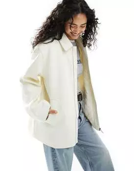 Кремовая куртка Харрингтон на стеганой подкладке ASOS DESIGN