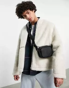 Кремовая куртка из искусственной овчины ASOS DESIGN