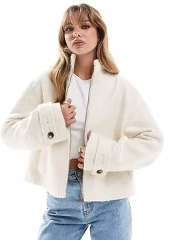 Кремовая куртка-воронка из букле ASOS DESIGN