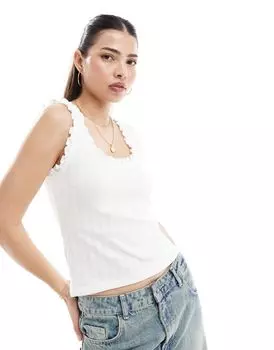 Кремовая майка с оборками и пуантами ASOS DESIGN
