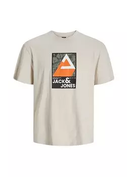 Кремовая мужская футболка с круглым воротником JCOJJ COLORFUL TEE SS CREW NECK LN Jack & Jones, кремовый
