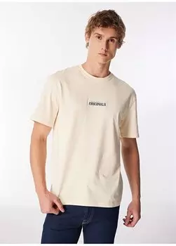 Кремовая мужская футболка с круглым воротником JORLAFAYETTE EMB TEE SS CREW NECK Jack & Jones, кремовый
