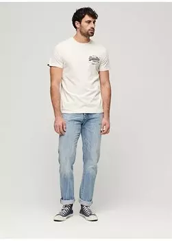 Кремовая мужская футболка с круглым вырезом и принтом M1011897A22C_TOKYO VL GRAPHIC T SHI Superdry, кремовый