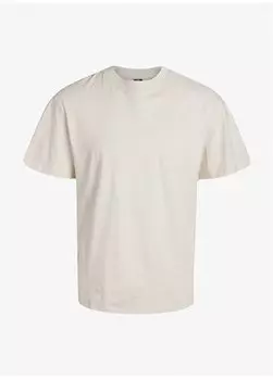 Кремовая мужская футболка с круглым вырезом JCOALTITUDE TEE SS CREW NECK Jack & Jones, кремовый