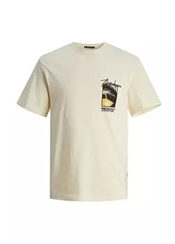 Кремовая мужская футболка с круглым вырезом JORARUBA PHOTO TEE SS CREW Jack & Jones, кремовый