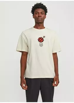 Кремовая мужская футболка с круглым вырезом JORBLOCKPOP TEE SS CREW NECK TG LN Jack & Jones, кремовый