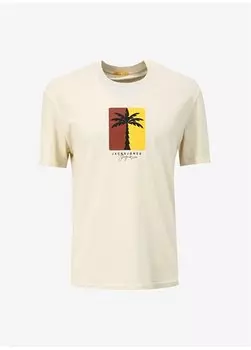 Кремовая мужская футболка с круглым вырезом JORMARBELLA BRANDING TEE SS CREW NE Jack & Jones, кремовый