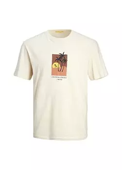 Кремовая мужская футболка с круглым вырезом JORMARBELLA FRONT TEE SS CREW NECK Jack & Jones, кремовый