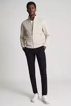 Кремовая мужская гибридная куртка Flintoff со стежкой Reiss Reiss, бежевый